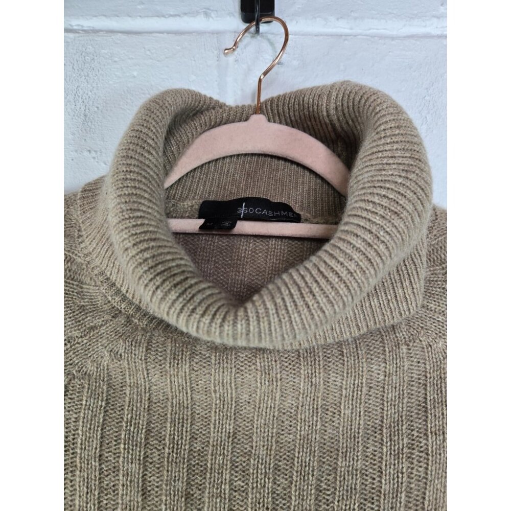 360 Cashmere Zena Turtleneck Navy Tan Colorblock Womens Sweater M - Picture 4 of 8